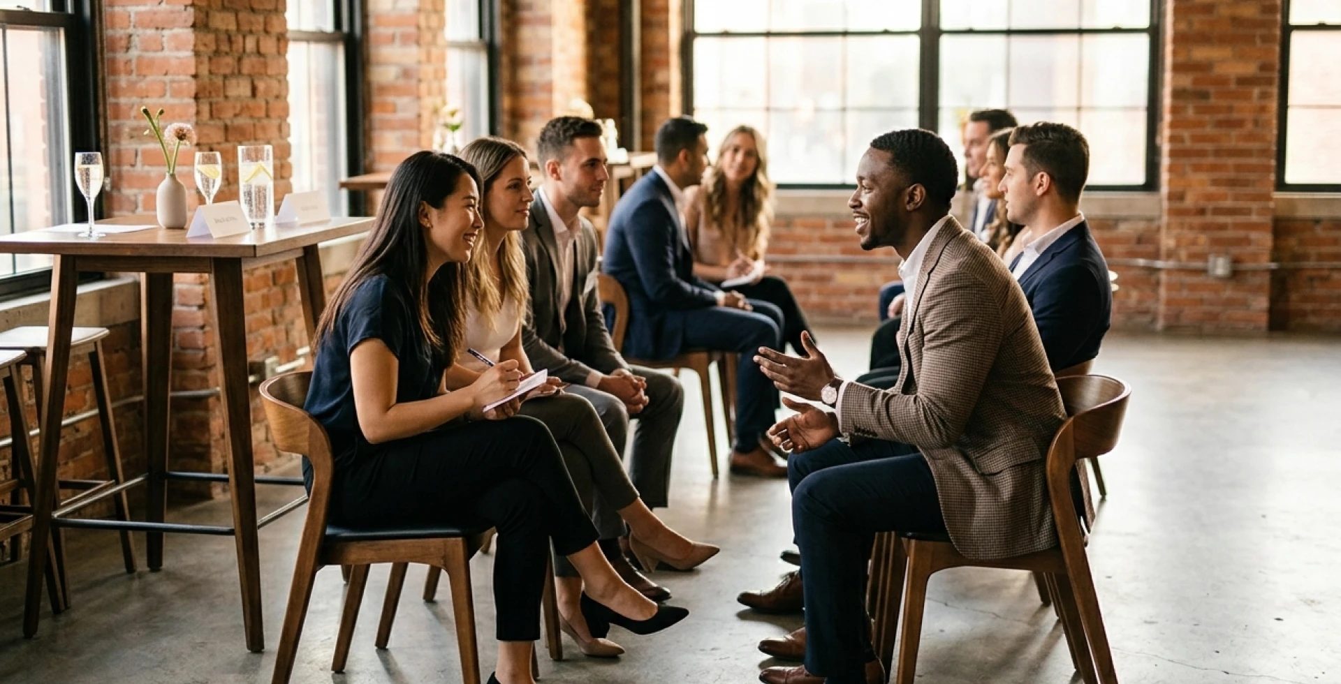 A group of young professionals at a speed networking event at a loft-style venue Image Source: Gemini, 2026