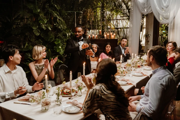 An intimate engagement party held at a private dining room in Toronto