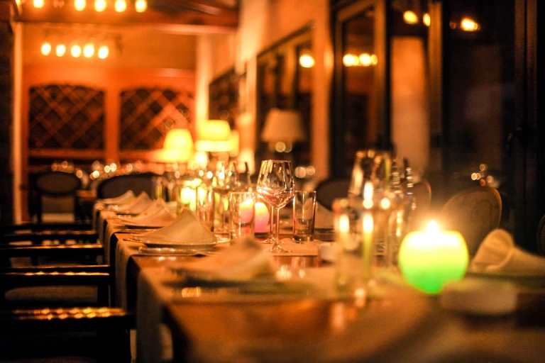 a long table set-up for a private dining celebration in Toronto