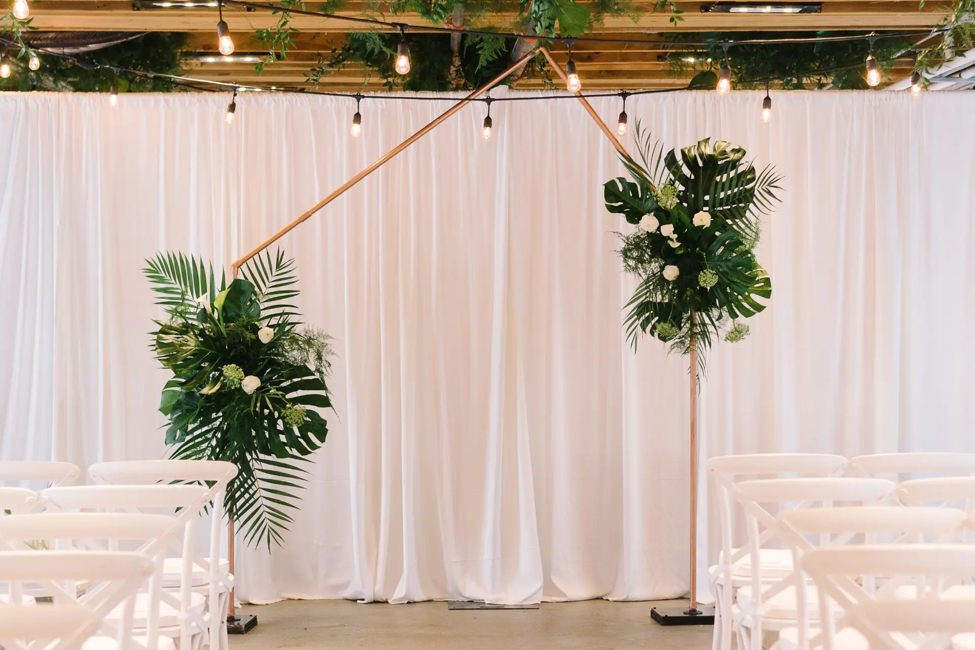 Wedding ceremony setup at The Loft on King 